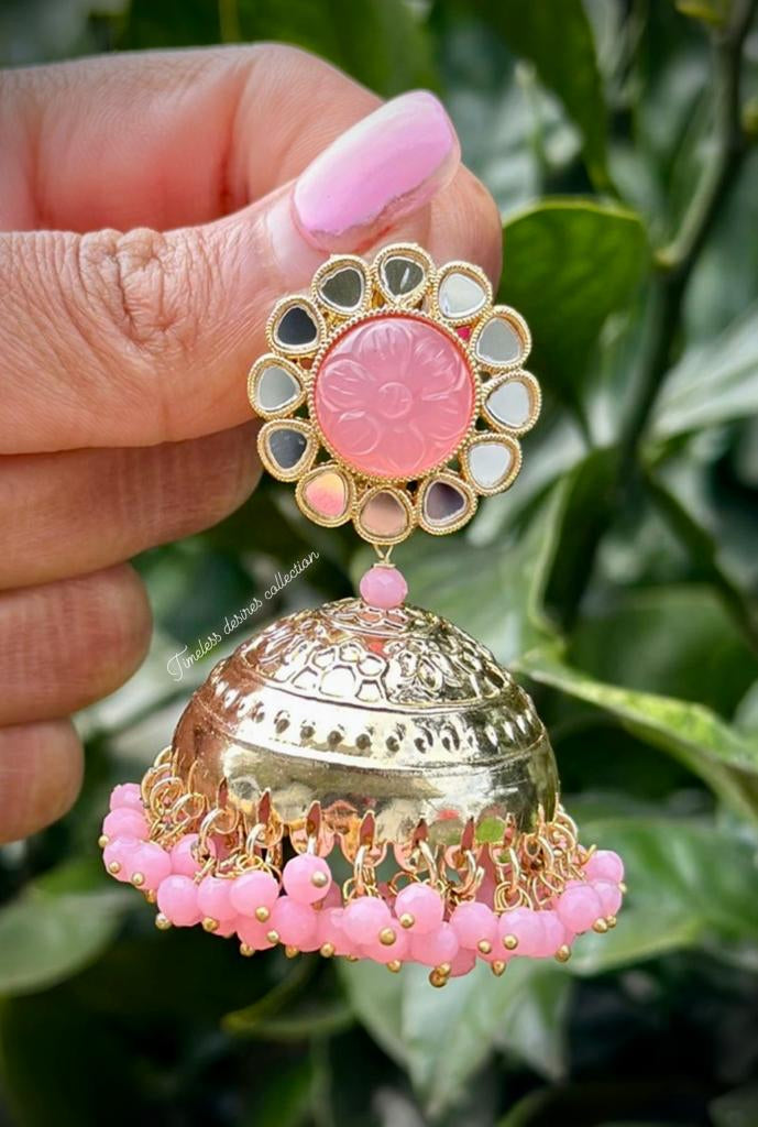 Buy MONKDECOR Elegant Bridal Jhumka Earring For Girls & Women (Meenabali- Pink) Online at Best Prices in India - JioMart.